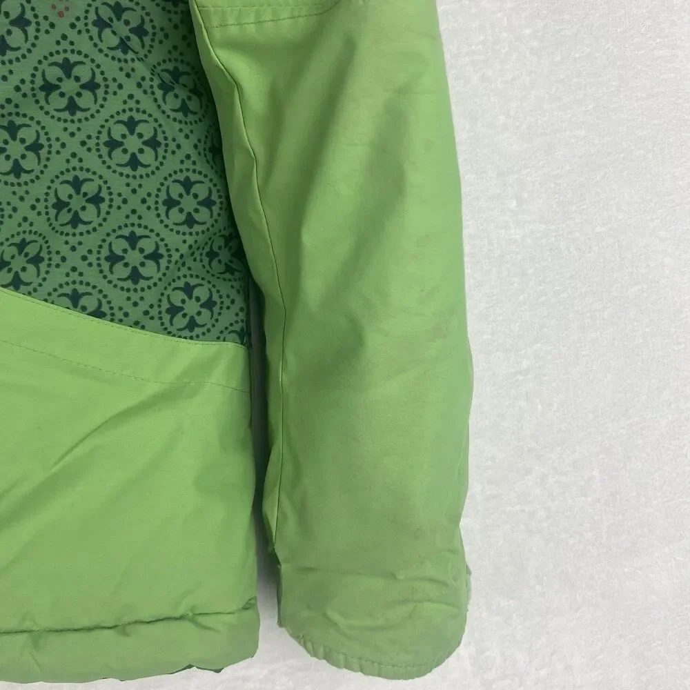 Columbia Reversible Jacket Youth Girls 14/16 Green Hooded Pockets Logo Winter